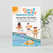 Kinder zwembolpartij uitnodiging (Staand voorkant)