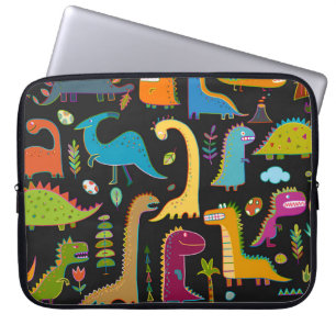 Kinderachtige dinosaurussen: Leuk naadloos patroon Laptop Sleeve