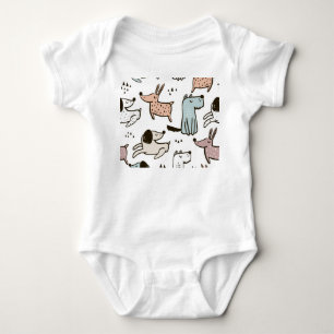 Kinderachtige honden, met de hand getekend, trendy romper