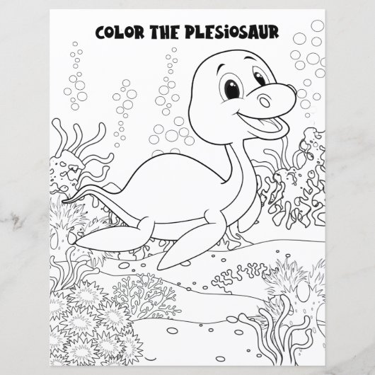 Kinderactiviteit Plesiosaurus Dinosaur Kleurplaat (Voorkant)