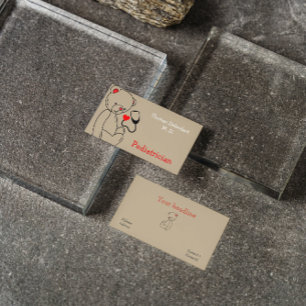 Kinderarts - teddy- en stethoscoopauto visitekaartje