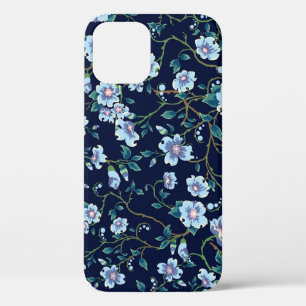 Kinderbloemen: naadloos donkerblauw iPhone 12 hoesje
