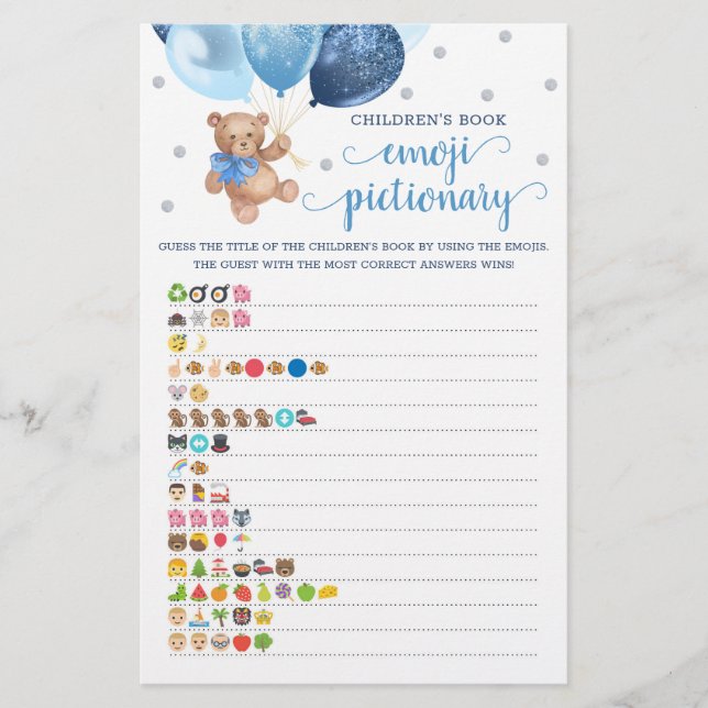 Kinderboek Emoji Pictionary Game Teddy Bear (Voorkant)