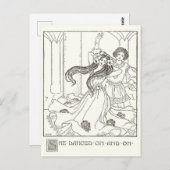 kinderboek illustratie vrouw dansen briefkaart (Voorkant / Achterkant)