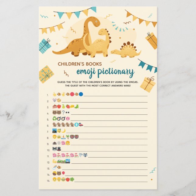 Kinderboeken Emoji Pictionary Game Dinosaurussen (Voorkant)