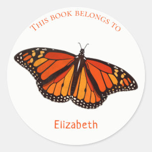 kinderboekenlabel met Monarch Butterfly Ronde Sticker