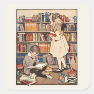 Kinderboekenweek door Jessie Willcox Smith Vierkante Sticker