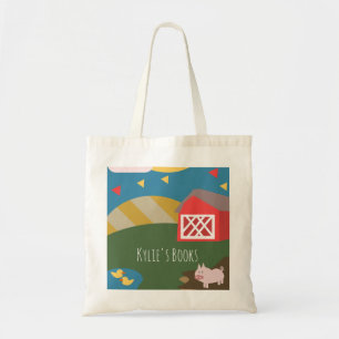 Kinderboerderij varken illustratie bibliotheekboek tote bag