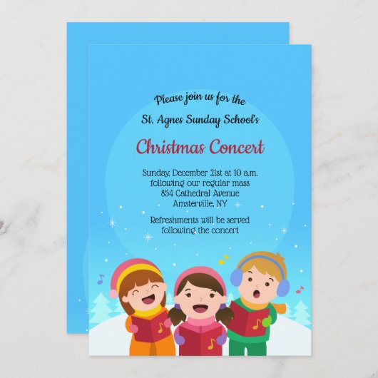 KinderCaroling Holiday Uitnodiging (Voorkant / Achterkant)