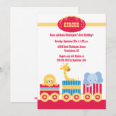 Kindercircus rolt verjaardagsfeestuitnodiging uit kaart (Voorkant / Achterkant)