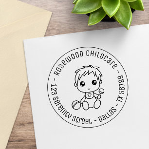 Kinderdagverblijf adres voor baby jongen rubberstempel
