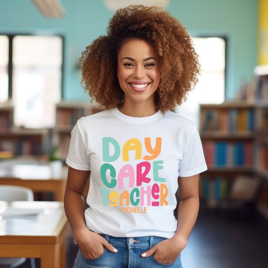Kinderdagverblijf Docent Kleurrijk Tekstontwerp T-shirt