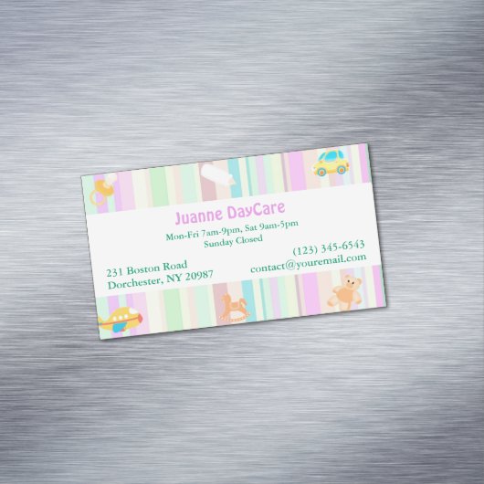 kinderdagverblijf magnetisch visitekaartje (Voorbeeld)