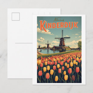Kinderdijk Holland Nederland Windmolens cadeaus Briefkaart