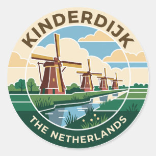 Kinderdijk-molens Nederland Ronde Sticker