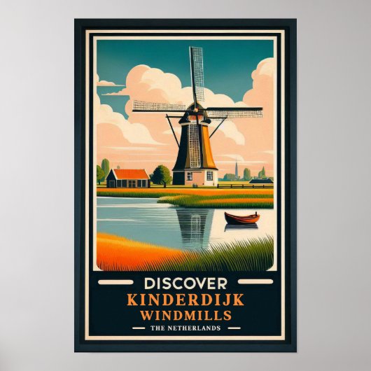 Kinderdijk Windmolens Travel Poster (Voorkant)