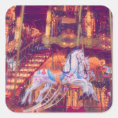 kinderdroom - oud paard carrousel vierkante sticker (Voorkant)