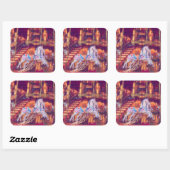 kinderdroom - oud paard carrousel vierkante sticker (Vel)