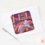 kinderdroom - oud paard carrousel vierkante sticker (Envelop)