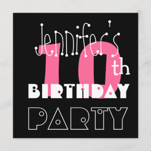 Kinderen 10e Verjaardag Custom Name Modern Pink Kaart