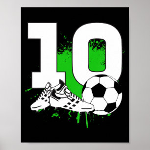 Kinderen 10e verjaardag Jongens 10 jaar Voetbal T Poster