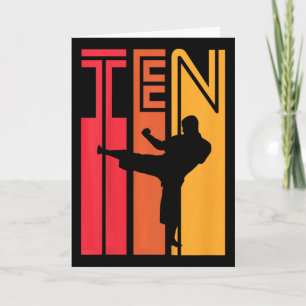 Kinderen 10e verjaardagscadeau Karate Retro Taekwo Kaart