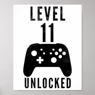 Kinderen 11 Jaar Verjaardag Gamer Niveau 11 Ontgre Poster