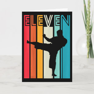 Kinderen 11e verjaardagscadeau Karate Retro Taekwo Kaart