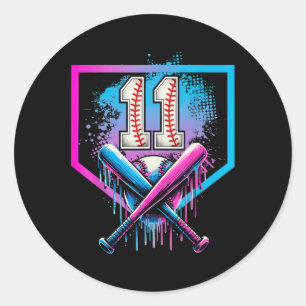 Kinderen 11e verjaardagsfeestje jongen sport fan 1 ronde sticker