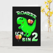 Kinderen 2 Verjaardag Dinosaurussen Kaart (Gele Bloem)