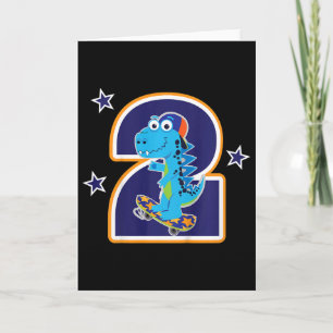Kinderen 2e verjaardag Grappige dinosaurus skatebo Kaart