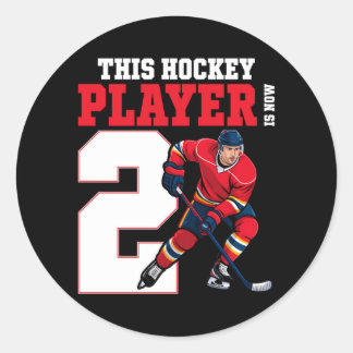 Kinderen 2e verjaardag ijshockey twee jaar oude sp ronde sticker