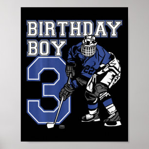 Kinderen 3 jaar oud ijshockey thema verjaardagsfee poster