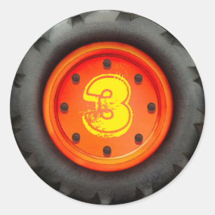 Kinderen 3e verjaardag constructie vrachtwagen fee ronde sticker