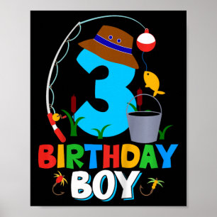 Kinderen 3e verjaardagsshirt jongen vissen vis ver poster