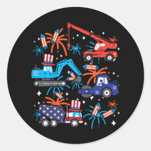 Kinderen 4 juli Bouwtrucks Voertuig Patriot Ronde Sticker