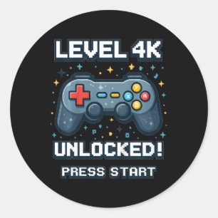 Kinderen 4k Jongens Ck naar school Retro Gamer 4k Ronde Sticker