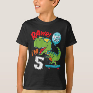 Kinderen 5e verjaardag 5 jaar oude jongen T-rex Sk T-shirt