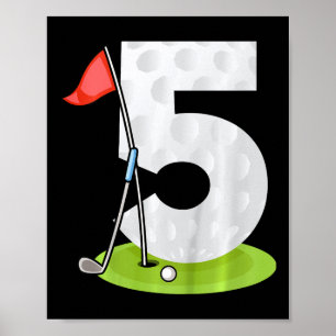 Kinderen 5e verjaardag golf grappige golfer 5 jaar poster