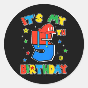 Kinderen 5e verjaardag Jongen Super Gamer Gaming T Ronde Sticker