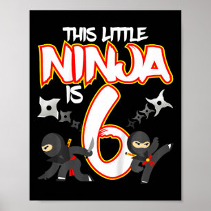 Kinderen 6 Jaar Oude Ninja Verjaardagsfeestje Mart Poster