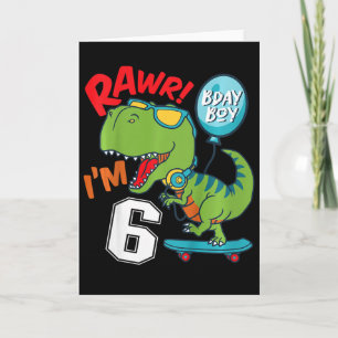 Kinderen 6de verjaardag 6 jaar oude jongen T-rex S Kaart