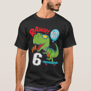 Kinderen 6de verjaardag 6 jaar oude jongen T-rex S T-shirt