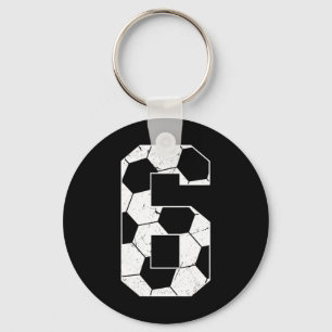 Kinderen 6de verjaardag jongen voetbalspeler voetb sleutelhanger