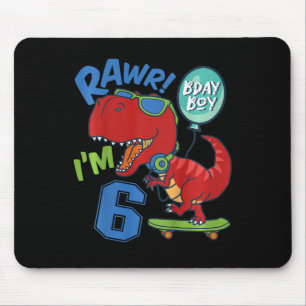 Kinderen 6e verjaardag 6 jaar oude jongen rode T-r Muismat