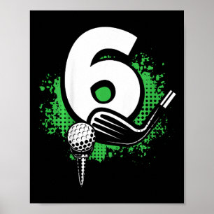 Kinderen 6e verjaardag jongen golfspeler golf 6 ja poster