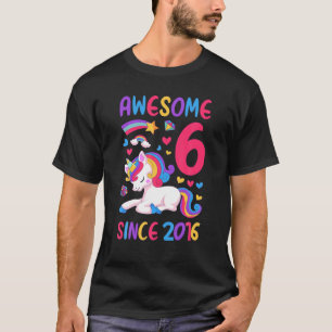 Kinderen 6e verjaardagsfeestje Eenhoorn Meisje 6 j T-shirt