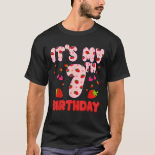 Kinderen 7 jaar oud Aardbei Verjaardag Meisje Zoet T-shirt