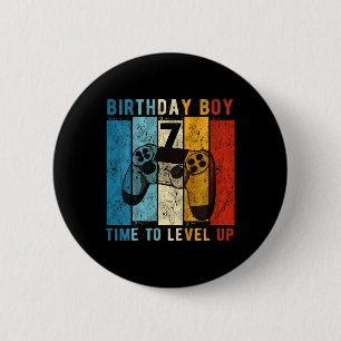 Kinderen 7 Jaar Verjaardag Jongen 7 Tijd Om Niveau Ronde Button 5,7 Cm