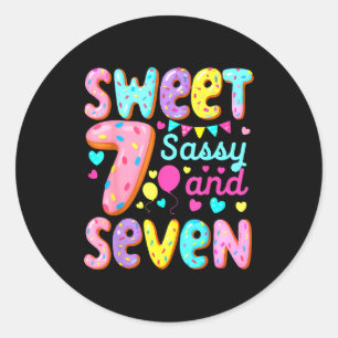 Kinderen 7e verjaardag Sweet Sy en zeven verjaarda Ronde Sticker